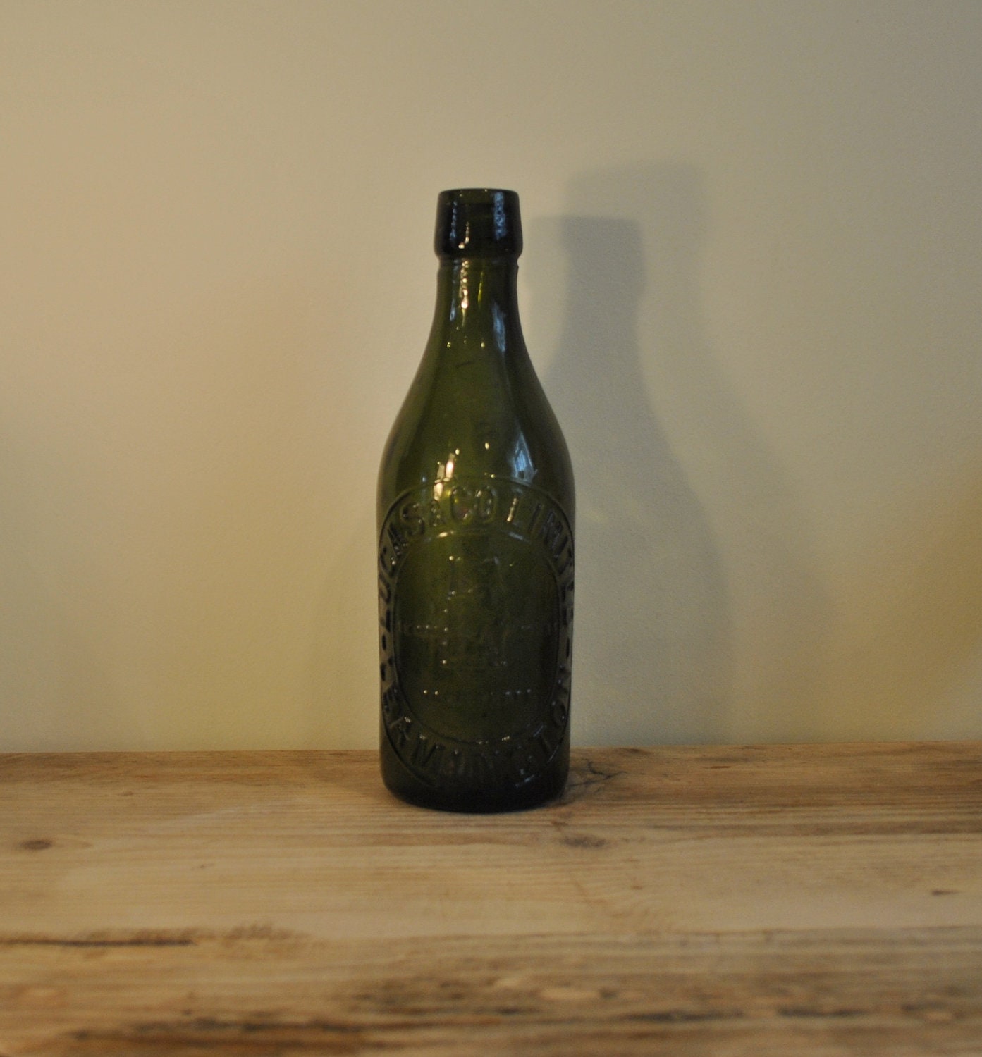 Antique dark green glass bottle Lucas & Co by TheVintageCoopUK