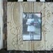 Genuine Antique Ceiling Tin Picture Frame -- 4 x 6 --- Tan Paint with Unique and Rare Design