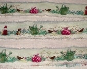 Spring Easter Peter Rabbit Hand Distressed and Hand Stamped Fringed Ribbon Twill Rabbit001 ECS
