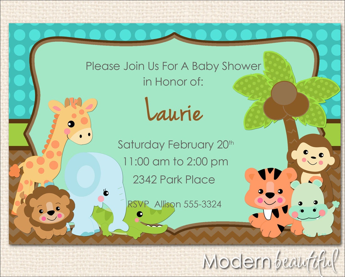 Baby Safari Baby Shower Invitation Invite Printable Custom Personalized (Choose Colors) Il_170x135