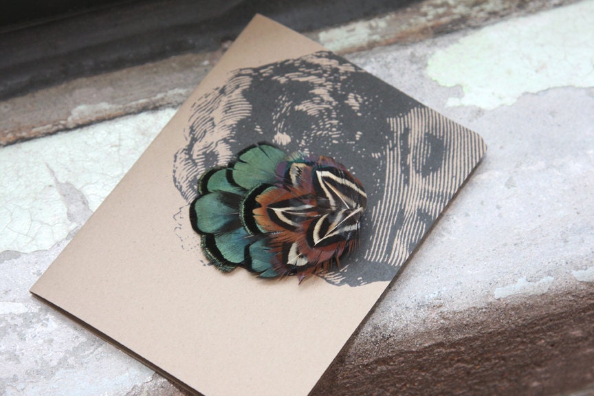 Lady Amherst Pheasant and Pheasant Feathers Fan Hair Clip
