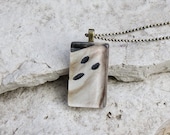 Primitive Halloween Peek A Boo Ghost Photo Glass Tile Pendant Jewelry