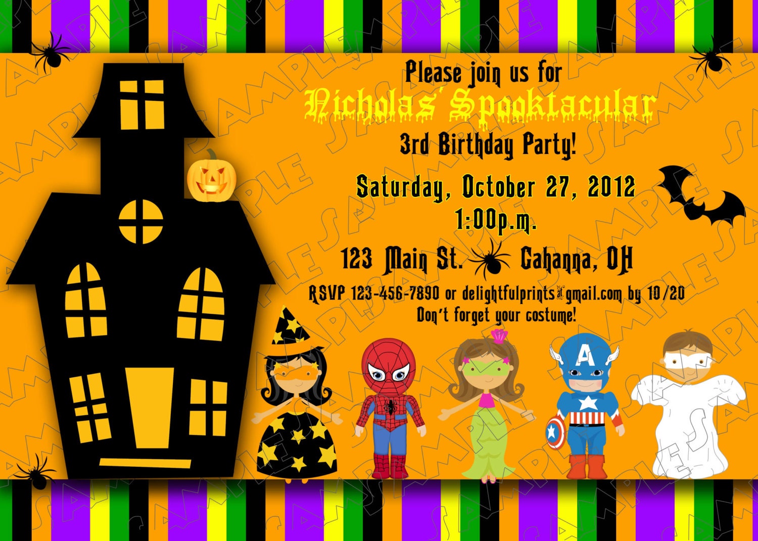 Halloween birthday party kids costume invitation...DIY you print custom photo card by delightfulprints Il_570xn