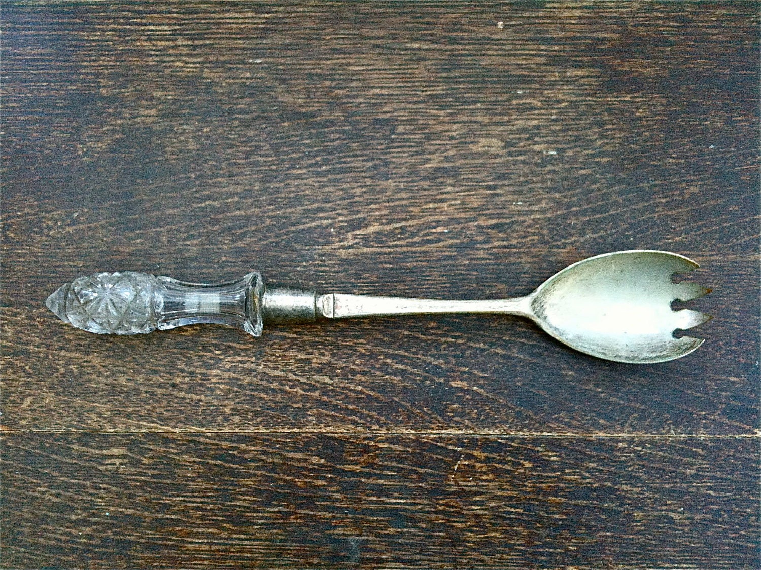Antique English Serving Fork, with Glass Handle