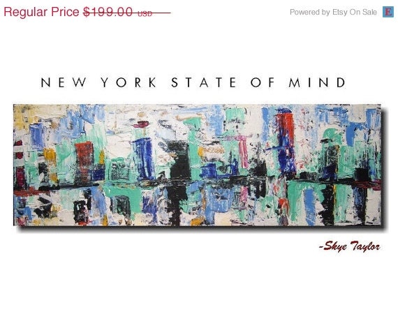 Abstract modern art. Beautiful Original painting. Ready to hang. 12 x 36 Title New York State of Mind by Skyetaylorgalleries