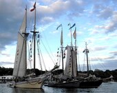 Coastal Maine, Windjammers Photograph, Boothbay Harbor, Maine, 10 x 10, Watercolor Photograph, Coastal Maine Summer,