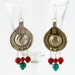 Turquoise and Red Carnelian Tribal Fusion Belly Dancing Chanelier Earrings, Kuchi Earrings, Antique Turkoman Button Jewelry