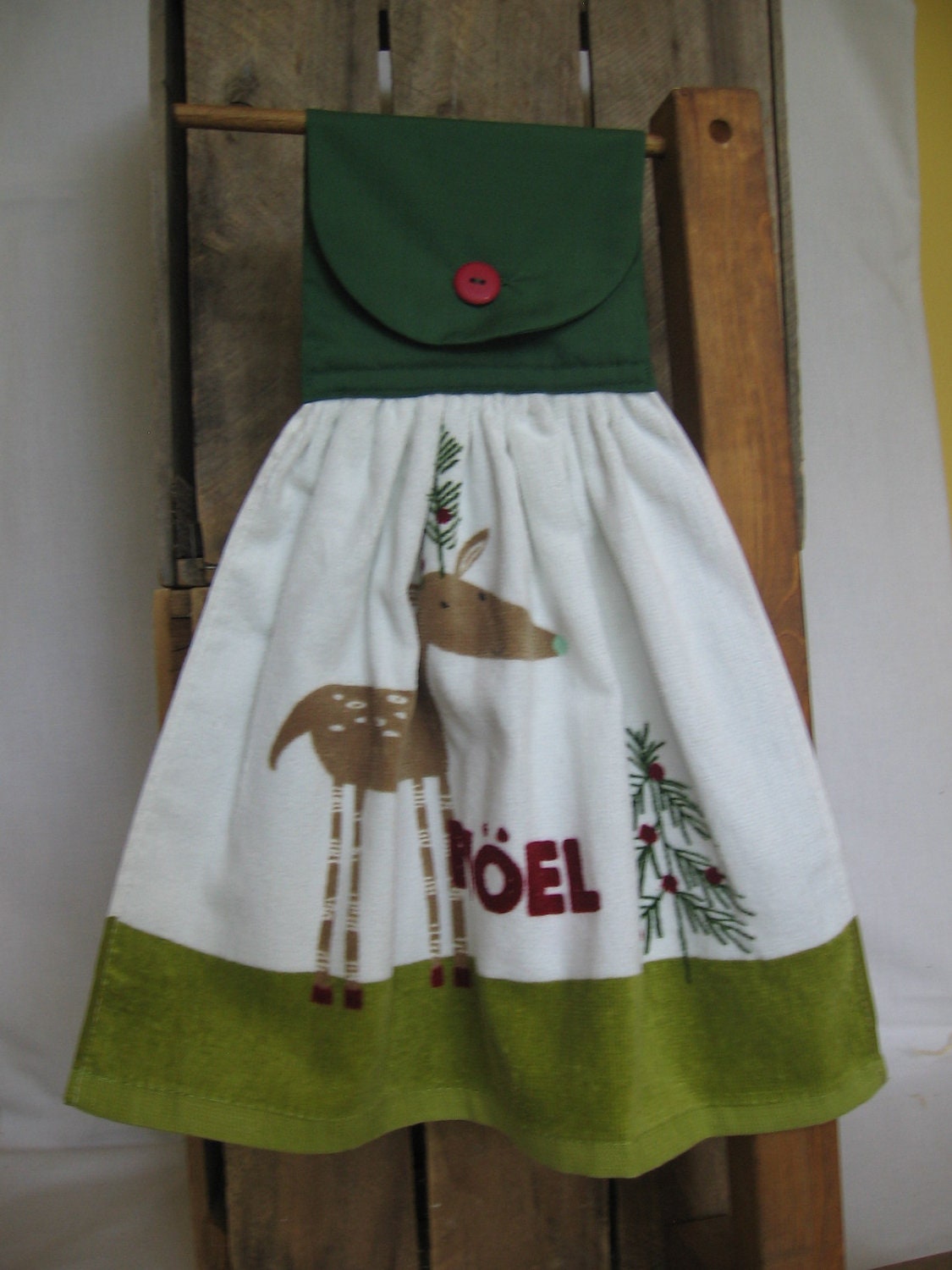 Reindeer Kitchen Towel Christmas Hanging Kitchen Towel with Reindeer and trees