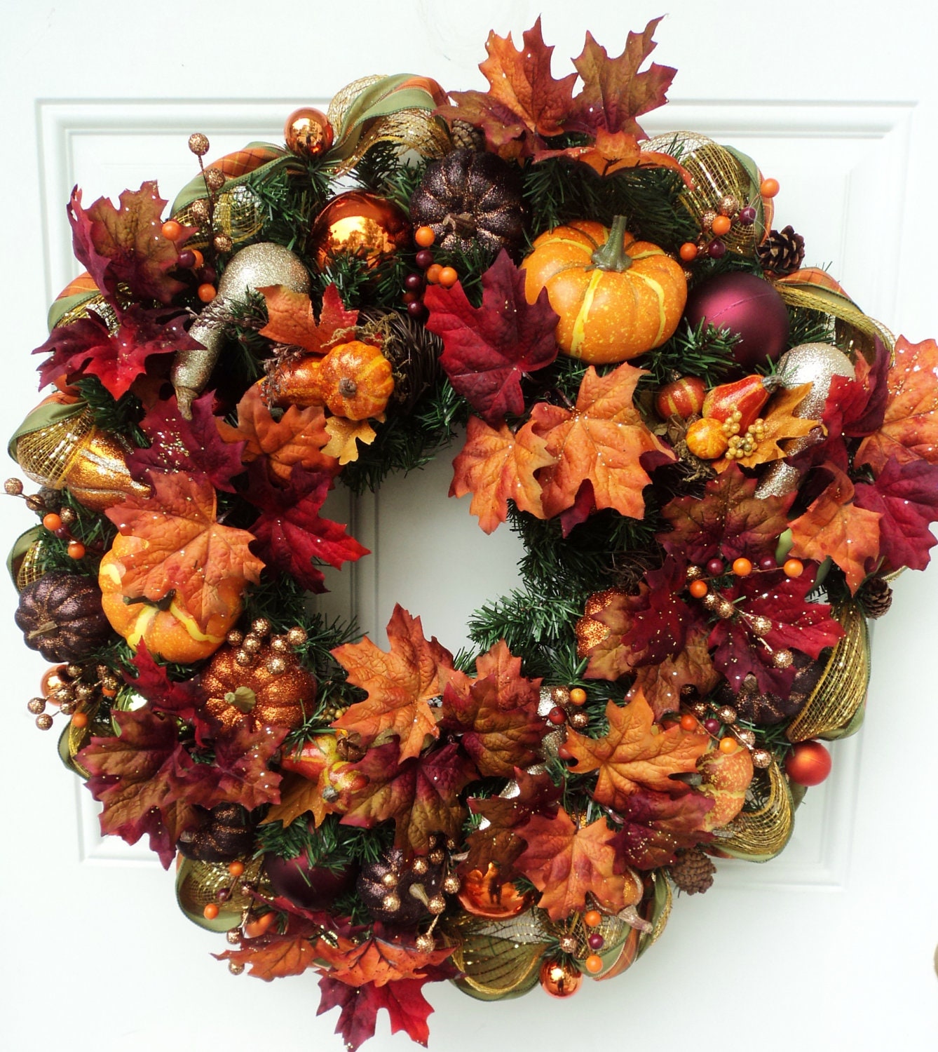 Thanksgiving Centerpiece with Pumpkin Tealight Holder - RESERVED FOR NICKY