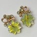 Florenza Earrings Glass Yellow Leaf Molded with Rhinestones