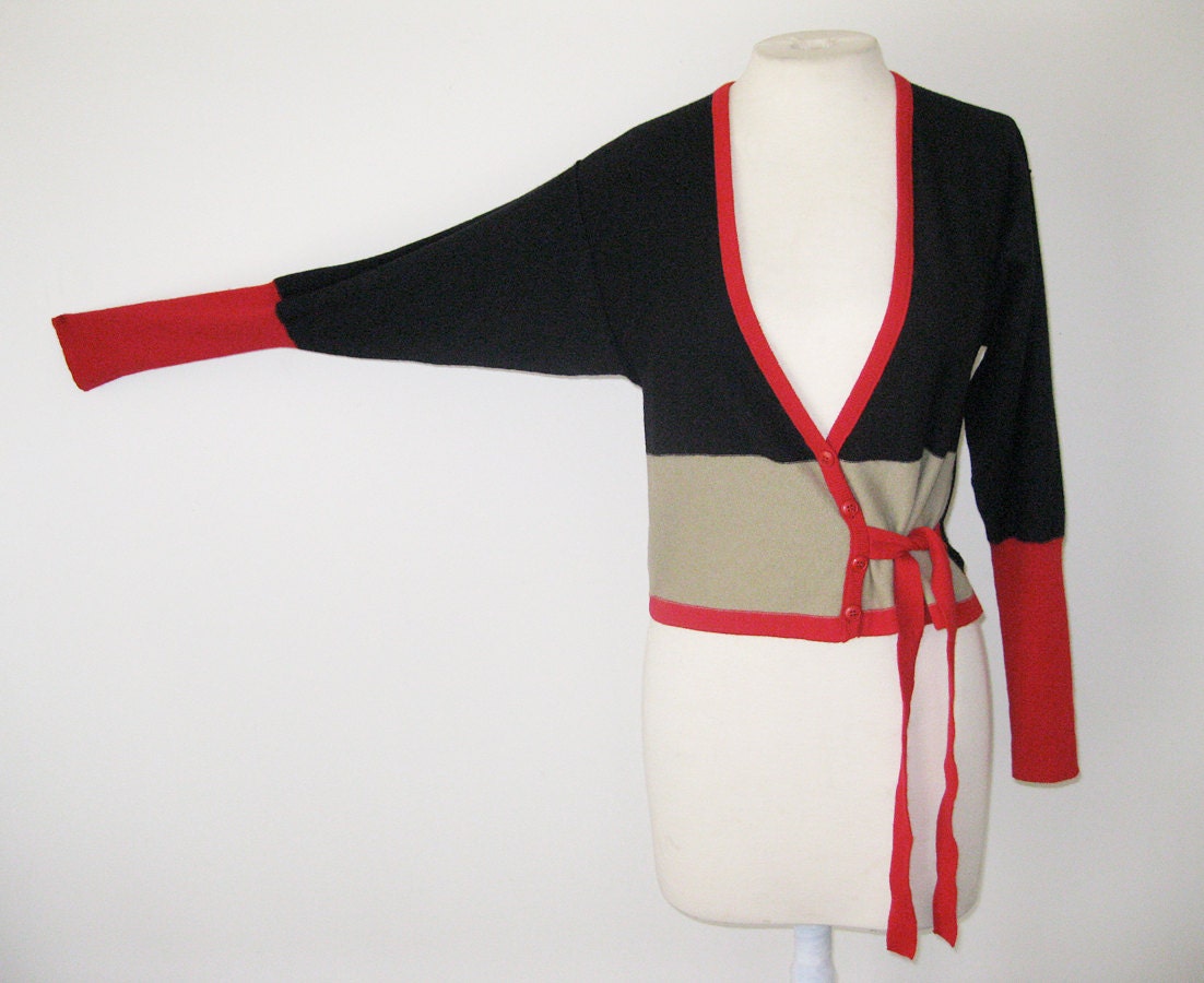 vtg 1980s SONIA RYKIEL Side Tie Cardigan SWEATER