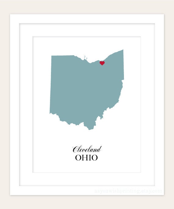 Ohio State Love Map Silhouette 8x10 Print - Customized