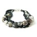 cyber monday. FOG. picasso jasper multi-strand necklace with black onyx, cube black jasper and sterling silver clasp. urban. gift for her.