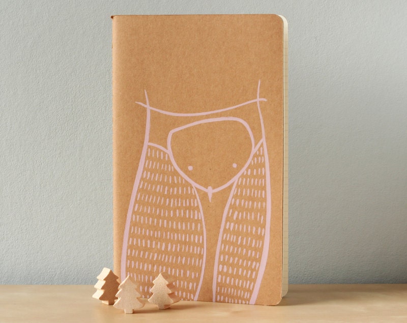 Owl Notebook - Light pink Deer Notebook handpainted