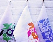 Hipster Print: Fluro Blue Tea Towel
