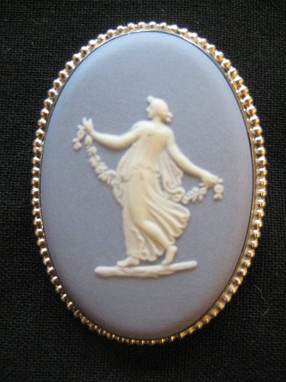 Wedgwood Cameo Jasper Blue Brooch in Hallmarked Silver by mbguest