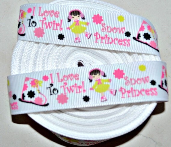 Love to Twirl ice skating on 7/8" grosgrain ribbon Il_570xn