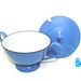 Vintage Blue Enamelware Tureen with Lid 1930s Kitchen Serving