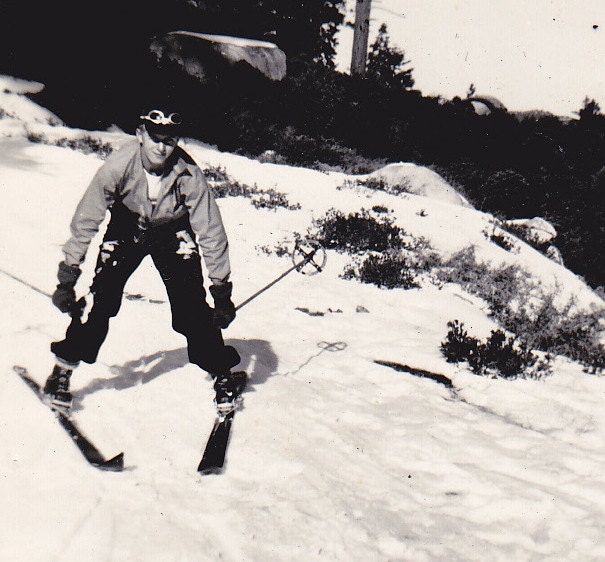 Snow Plow Skiing the Slopes 1940s Vintage by EphemeraObscura