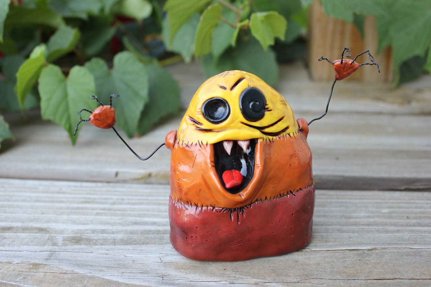 Giant Zombie Candy Corn Polymer Clay Sculpture
