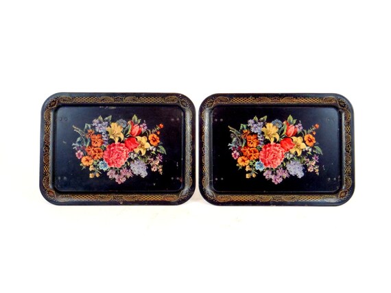 Vintage TV Tray Metal Lap Tray Retro TV Tray Antique by HonestJunk