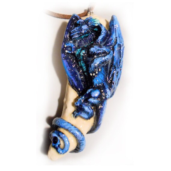 Blue dragons tooth necklace by ClimbingDragon on Etsy