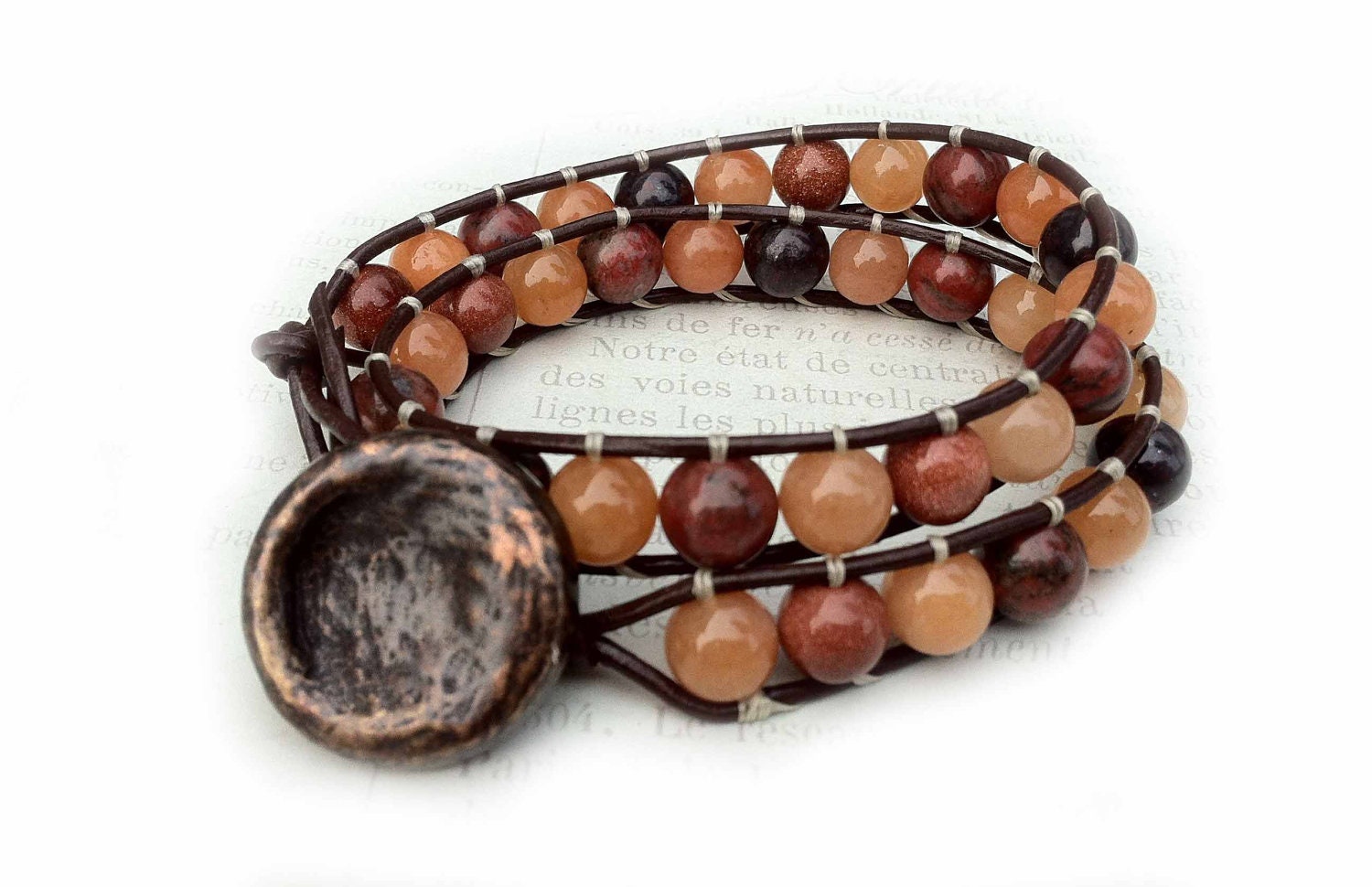 Beaded Leather Wrap Bracelet "Fabulous Finn"