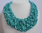 12% OFF Chunky Multistrand Necklace - Green Blue Bib Necklace - Statement Bold Beaded Necklace - Avrielle