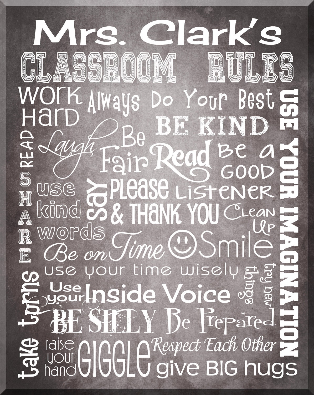 CLASSROOM RULES SIGN - Personalized Teacher Gift - Canvas Word Art - Ready to Hang 10" x 12" Other sizes/colors available Il_570xn