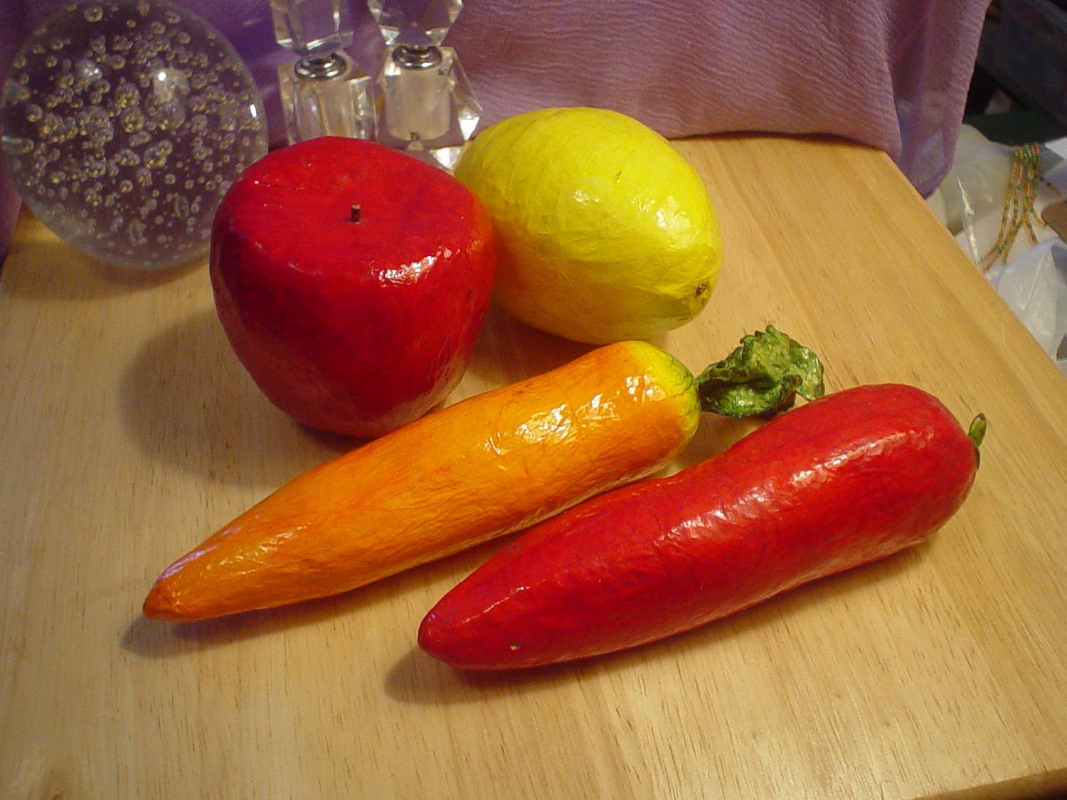 4 Vintage Paper Mache' Fruits and Vegetables by