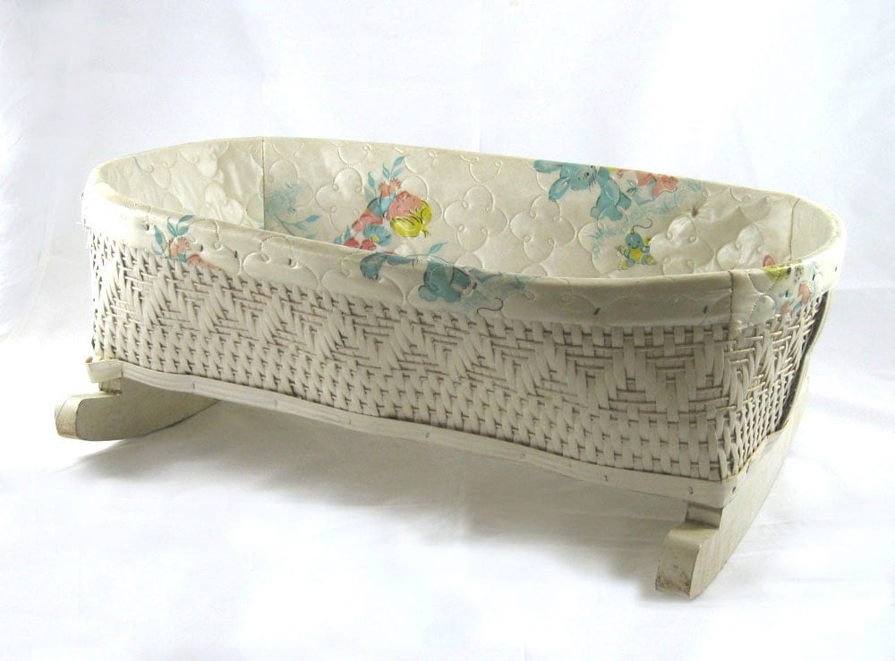 antique wicker doll bassinet