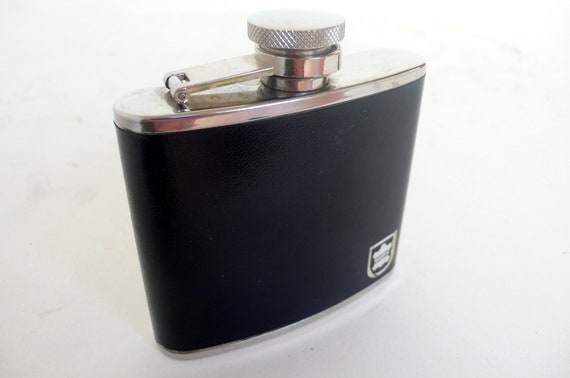 vintage leather whiskey hip flask