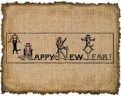 Vintage, Happy New Year, Altered, Ephemera, Iron on, Image No. 689