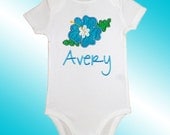 Onesie Bodysuit Baby Shirt - Personalized Applique - Hibiscus Flower - Embroidered Short or Long Sleeved - Free Shipping