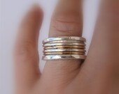 Men's Wedding Band // Sterling Silver Band with Gold filled and Silver Spinners // Engagement ring