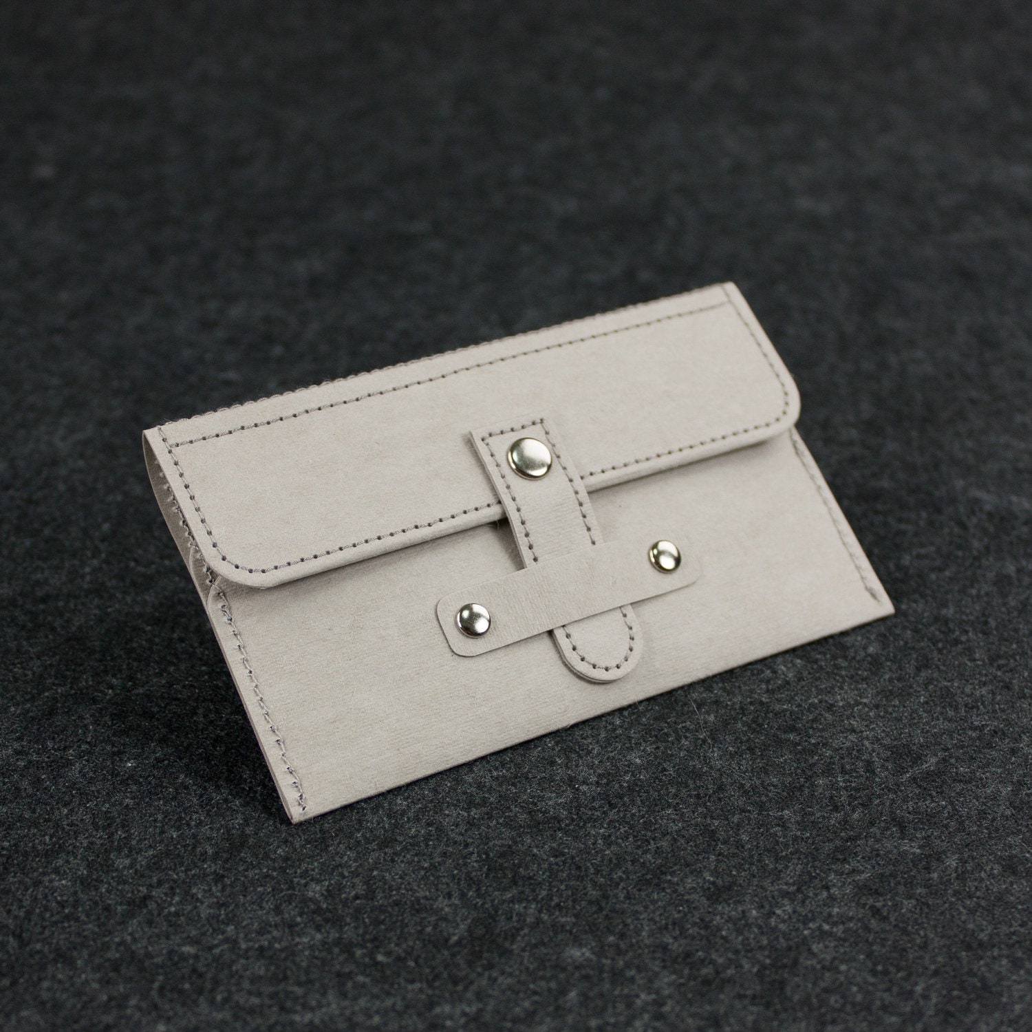 Latch Closure Business Card Case in Gray - Washable Kraft Paper