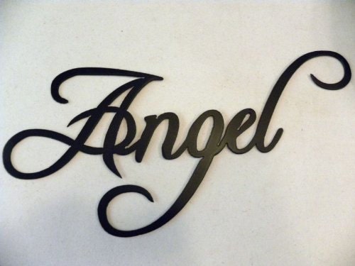Angel Word Decorative Metal Wall Art Home by sayitallonthewall