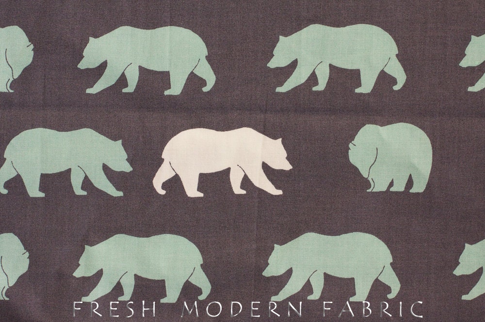 Fat Quarter Camp Modern Bear Hike in Shadow, Jay-Cyn Designs, Birch Fabrics, 100% Certified Organic Cotton