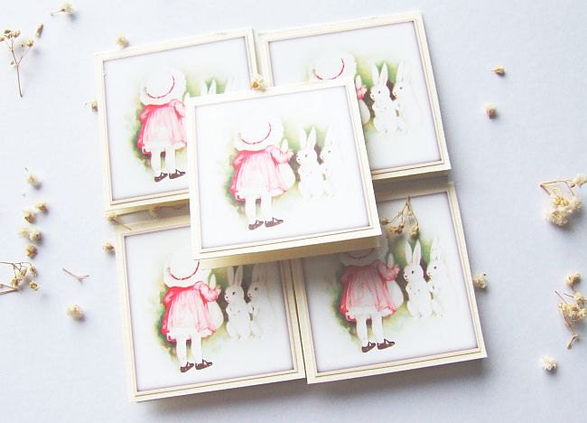 Easter bunny note cards - sweet, adorable, Easter mini note cards with vintage graphic - set of 6