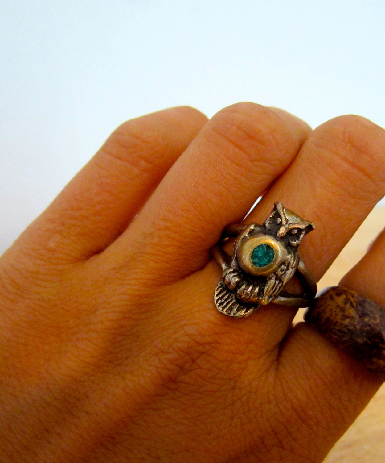 Hoot Hoot Vintage Owl Ring Silver Size 8 Forest Woodland Whimsy Jewelry Boho Gypsy Urban Grunge Hipster Club Kid Hippie Stocking Stuffer