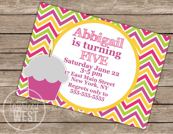 DIY Cupcake Birthday Invitation (Printable Digital File) Il_570xn