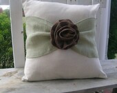 Shabby Chic Rustic Burlap and Osnaburg Pillow Cover - I can do custom styling and size also
