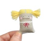 Miniature Toy Doll - Tiny Handmade Doll, Miniature Doll, Handpainted, Yellow, Pink, Dolls and Miniatures, Soft Sculpture, Fabric Toy, Poosac