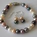 8-9mm Multi-Colored fresh water pearl Bracelet & Earrings SET, Fresh Water pearls, 925 sterling silver earring hooks