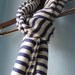 Scarfs- Monaco blue & white stripe cotton stripe scarf. Ethiopian handwoven denim and white stripe scarf.