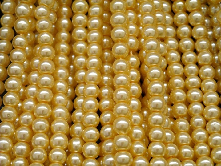SALE 40% off - CZECH-PEARLVANIL-4MM - Czech Glass Pearl, Vanilla, 4mm, approx. 115 beads