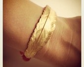 Native Royalty-Red Jade and Gold Feather Bracelet, stacking bracelet, HOLIDAY