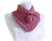 knit collar, Winter fashion, Pink neckwarmers, hand-knitted, new, Unique gift, 2013