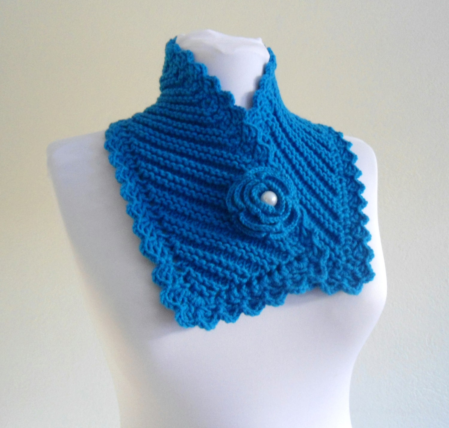 knit collar, Winter fashion, Blue neckwarmers, hand-knitted, new, Unique gift, 2013