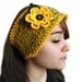 yellow, winter trend, Flower Headband, warm knit headband, knitting, gift, valentines day ,fashion
